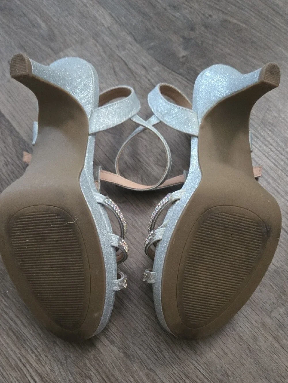 Girls Size 2 Silver Rhinestone Heels